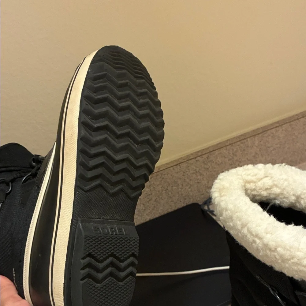 Sorel Black and Cream Kids Snow Boots